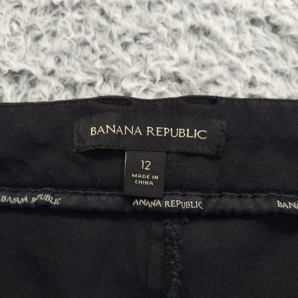 Banana Republic Pants Women 12 Black Cropped Stretch Preppy Normcore Flat Front - Picture 4 of 10